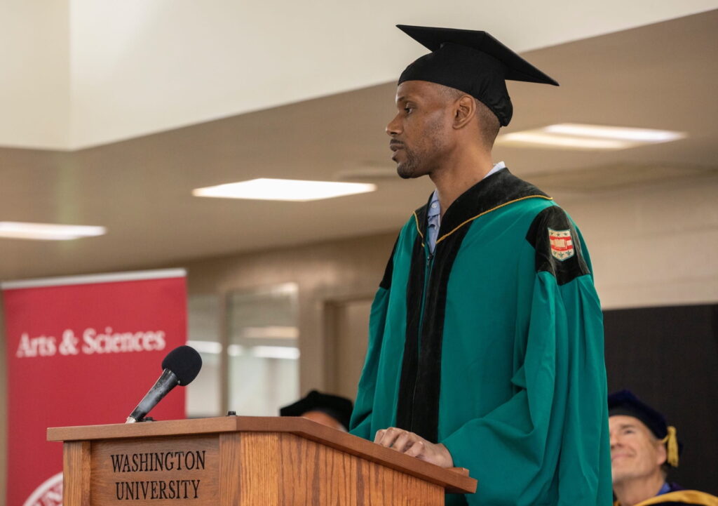 Kareem Martin giving speech